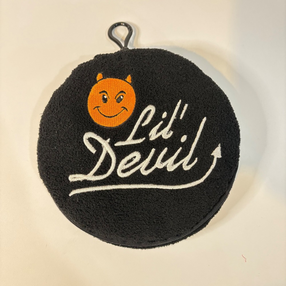 Vintage Base4 Lil Devil CD Case Wallet Black Plush Sherpa Holds 20 Discs Y2K